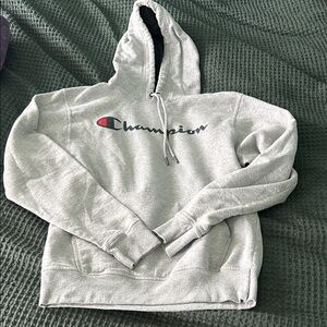 Champion Light Gray Hoodie with Logo